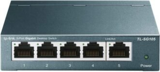 TP-Link TL-SG105 – Switch Gigabit 5 Puertos Switch Ethernet 10/100/1000, Indicador de Estado, Acero Inoxidable con Super Disipación de Calor, Snooping IGMP, QoS