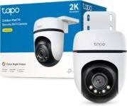 Tapo C51A Cámara de Vigilancia Wi-Fi para Exteriores 360°, Visión Nocturna a Todo Color 2k (3MP), Detección de Personas AI Seguimiento Inteligente de Movimiento IP65