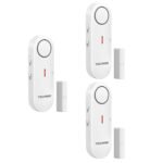 TechRise Sensor de alarma de puerta, alarma inalámbrica de 3 configuraciones de volumen con timbre para instalación rápida para hogar/hotel/apartamento/garaje (3 piezas)
