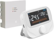 Termostato de caldera RF inalámbrico programable Controlador de calefacción central Control de calefacción Reemplace los termostatos de ambiente con dial con pantalla de humedad climática