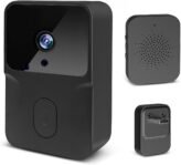Timbre con Video, Timbre Inalámbrico con WiFi de 2.4GHz, Timbre con Video HD 1080p Timbre Inteligente con Cámara, Visión Nocturna, Audio Bidireccional, Fácil Instalación por Propia (Negro)