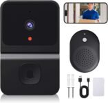 Timbre con video con cámara inalámbrico, Timbre con video Wi-Fi con cámara, Timbre con video WiFi de 2.4 G Vista nocturna/Audio bidireccional/Soporte SD y memoria en la nube con timbre