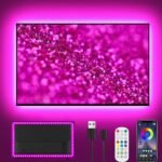 Tira LED 3M para TV de 32″-45″, Tira LED para TV Bluetooth – 16 millones de colores | Sincronizar con música y juegos | Control remoto 2.4G sin demora | Luces LED Fácil Instalación (Adhesivo 3M)