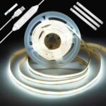 Tira LED COB 2 m, Retroiluminación TV USB 5V con Atenuador y Función Memoria, Tira LED Regulable sin Puntos para TV Bias, Muebles y Ambiente, 6500K