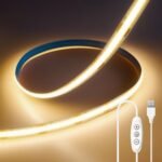 Tira LED COB USB 5V 2M, Blanco Cálido 3000K Regulable CRI93+ Ancho 8mm Luces LED Habitación Cinta LED Flexible para Fondos de TV Cocina Fiesta Decoración de Bricolaje