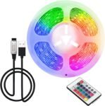 Tira de luces LED USB 6,5 pies/2 m 5 V 16 colores 5050 LED 24 teclas remotas decoración interior para retroiluminación de TV,