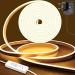 Tiras LED Neón 2M, 120LED/Metro, Luces LED Cálidas 24V, Regulable 240 LED, Alto Brillo 3000K, IP65 con Fuente de Alimentación y Controlador, para Decoración Hogar, Cocina, Dormitorio, Tiendas, Bares