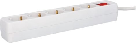 UNITEC Regleta con 5 Tomas e Interruptor, 3 m, Blanco