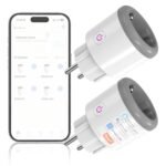 WiFi Smart Plug 16A con monitor de energía Control remoto por Tuya&Smart Life APP/Voice Smart Plugs Bluetooth Compatible con Alexa y Google Home 2.4GHz (2, Blanco roto)