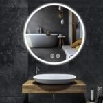 YOLEO Espejo de Baño LED Redondo 60 x 60 cm con Interruptor Táctil y Vidrio Antideflagrante, Blanco Frío 6400 K