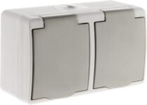 Zenitech – Toma horizontal doble 2P+T Mini IP54 Gris claro