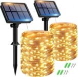 btfarm 2 Pack de Guirnaldas de Luces Solares para Exteriores, Completamente 30M 300 LED, 8 Modos de Guirnalda de Luces Decoración para Terraza, Fiestas, Bodas, Patio, Jardines (Blanco Cálido)