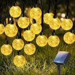 btfarm Guirnaldas de Luces Solares para Exteriores de 10 m, 30 Luces Solares LED para Jardín Exterior, Guirnalda de Vidrio Solar Impermeable de 8 Modos, Terraza, Patio, Fiesta, Navidad, Blanco Cálido
