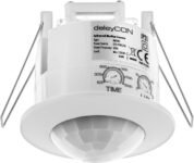 deleyCON 1 x Detector de movimiento por infrarrojos Montaje empotrado en techo Control de luz interno Área de trabajo de 360° Alcance de 6 m Sensor de luz integrado Blanco