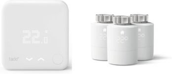 tado° Sensor de Temperatura Inalámbrico, Accesorio de Cabezal de Termostato Inteligente, Instálelo usted mismo + Cabezal de Termostato Inteligente, Paquete de 3 – Accesorio de Control de Habitación