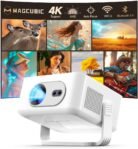 【Enfoque automático 4K】 Proyector, Proyectores Portateis 4k y 8k Full HD compatibles con 260ANSI, WiFi 6G BT 5.4, Proyector Home Cinema Giratorio 180° para TV Stick